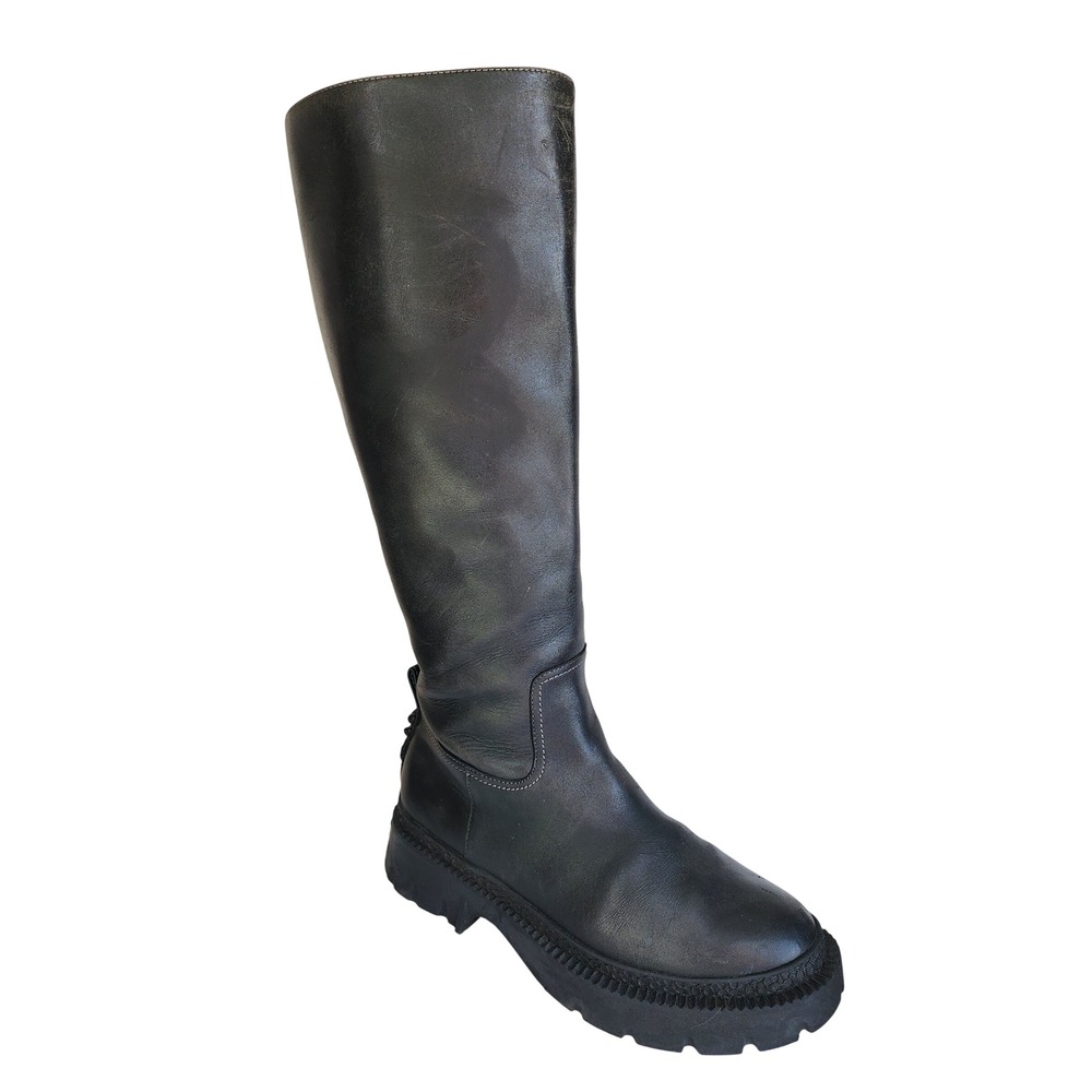Coach Julietta CN097 Black Leather Tall Lug Sole Boots 8.5 Knee High
FLAWED